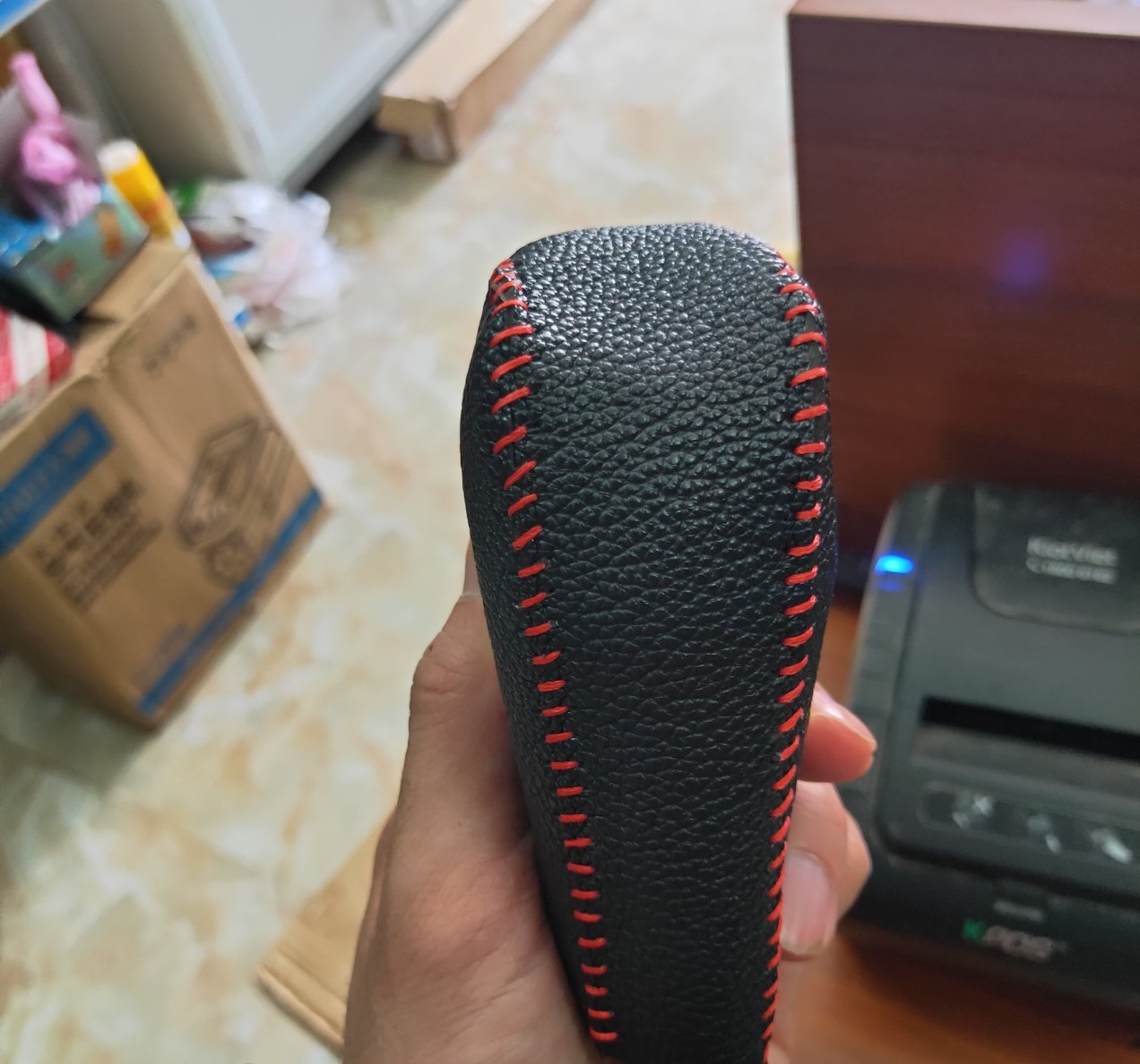 Bọc cần số và tay phanh Ô tô da thật xe Morning bản at