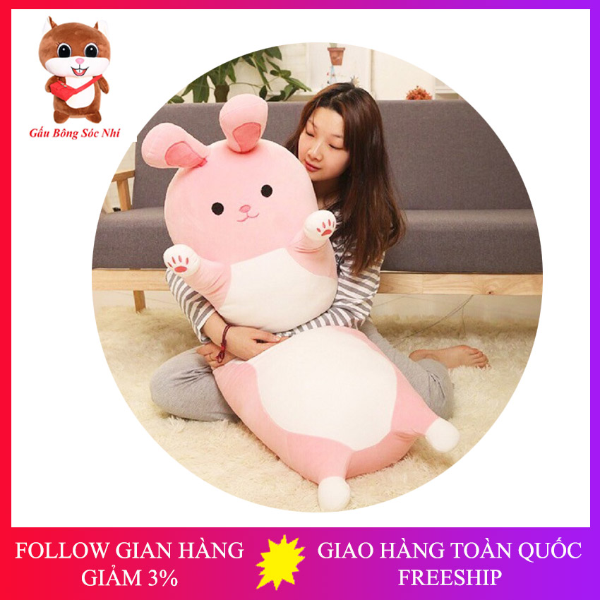 Gấu bông gối ôm cho bé hình khủng long thỏ đáng yêu