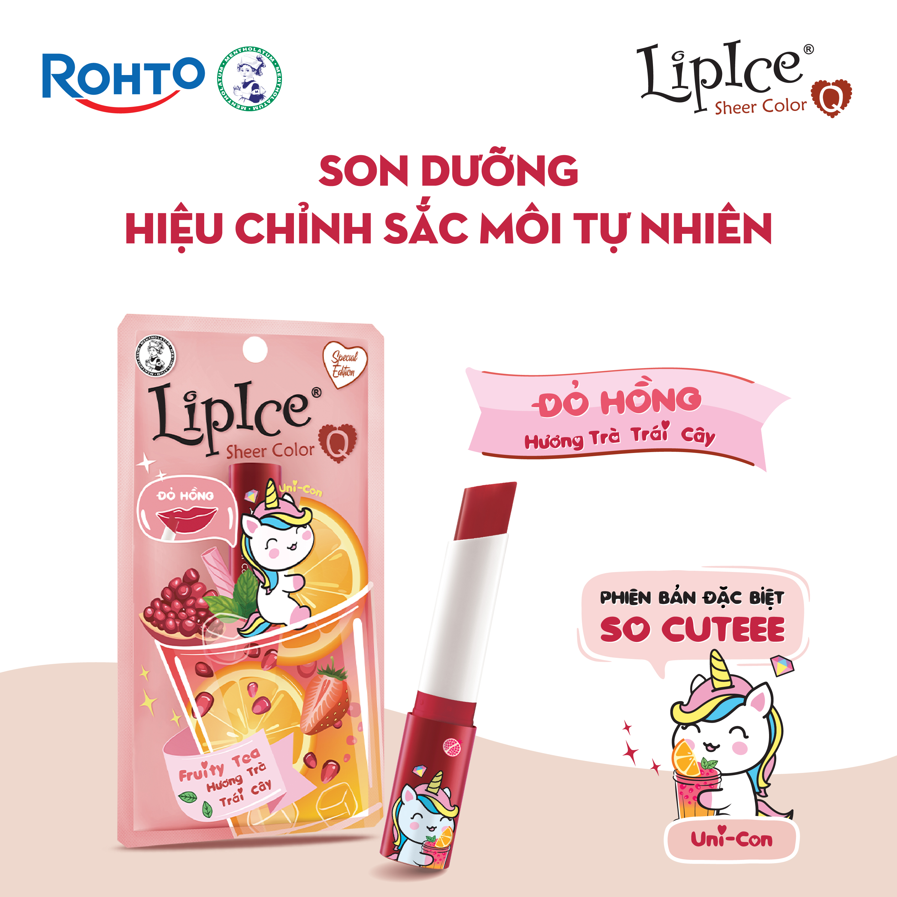Son dưỡng có màu hiệu chỉnh sắc môi tự nhiên LipIce Sheer Color Q 2.4g Trà Trái Cây - Đỏ Hồng