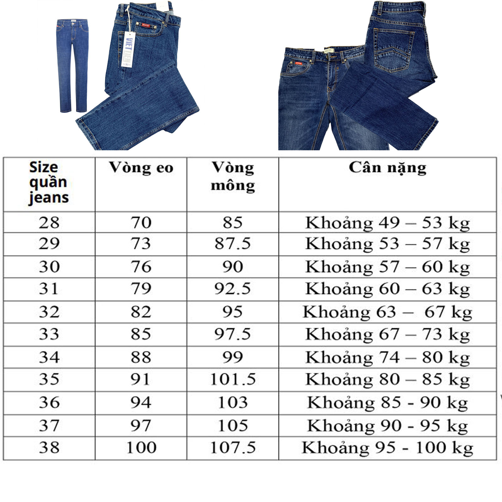 Viettien - Quần Jeans nam 6R7101 phom dáng Regular may rộng màu xanh đậm