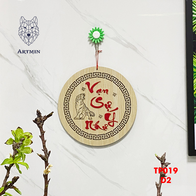 Chữ Vạn Sự Như Ý Thư Pháp - Bảng Gỗ Decor - Trang Trí Nhà Cửa - Tết