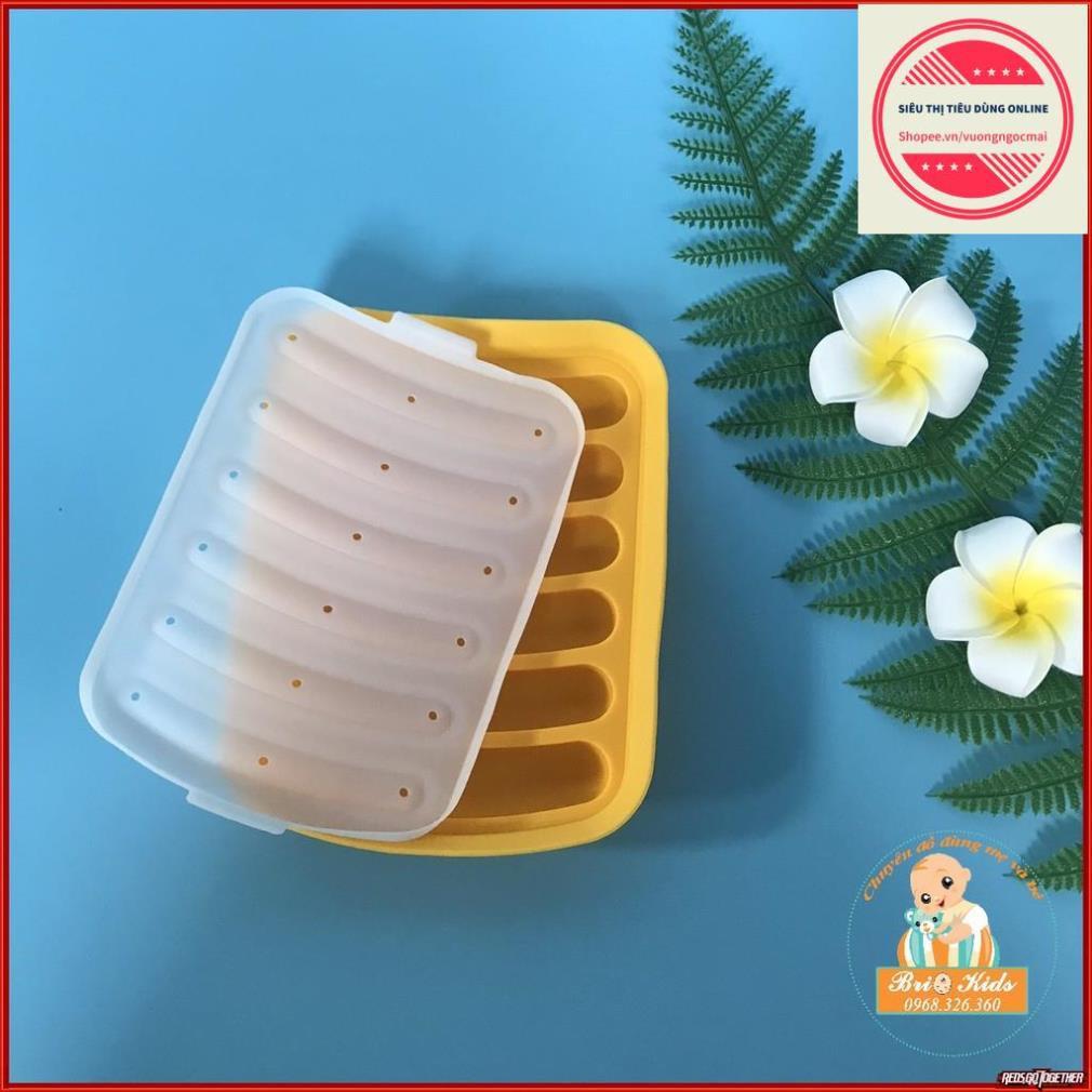 Khuôn silicon làm xúc xích, thach, rau câu 6 ô hình xúc xích