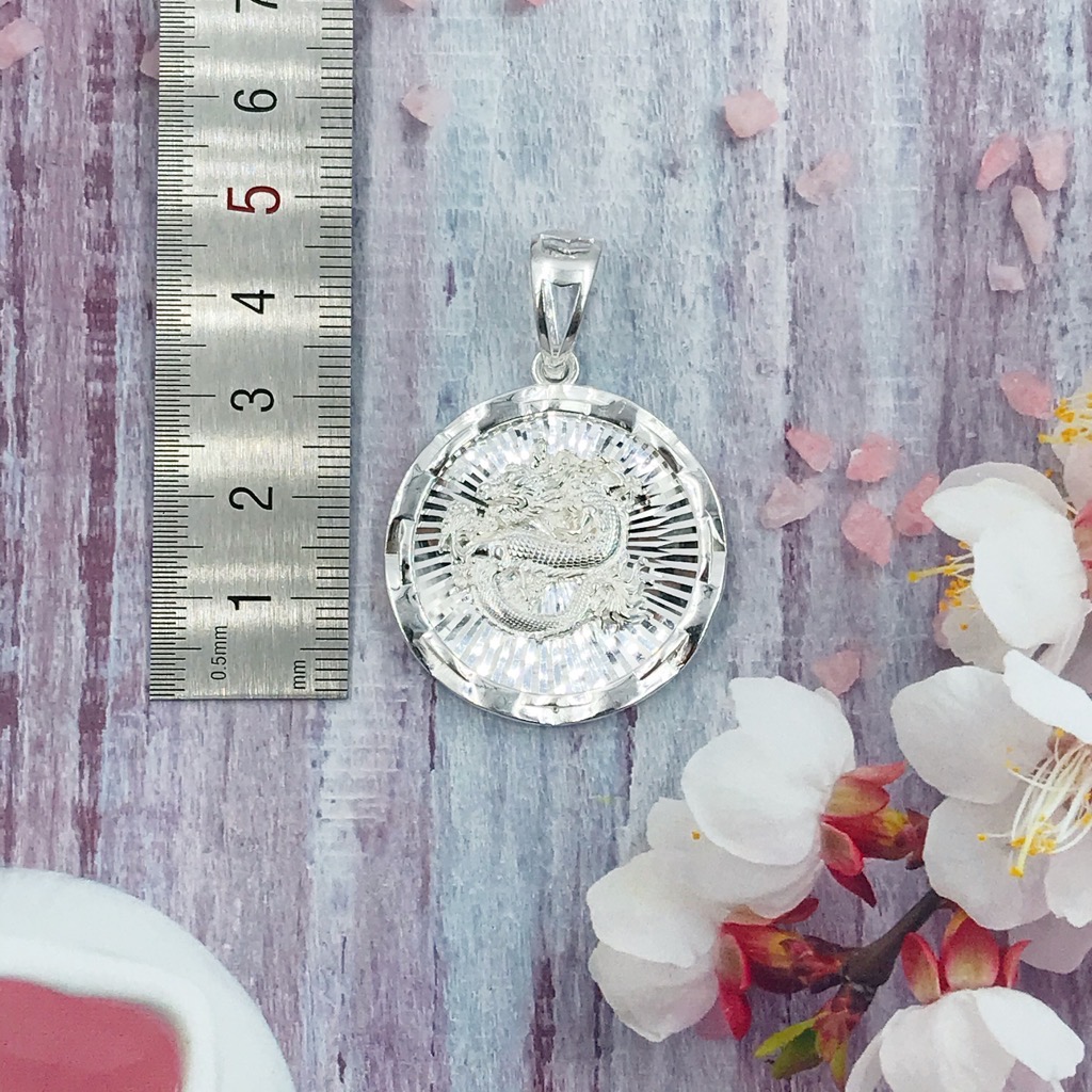 Mặt Dây Chuyền Nam Bạc 925 Hình Rồng Cuộn Nam Tính Và Mạnh Mẽ BẠC HIỂU MINH MDN018S
