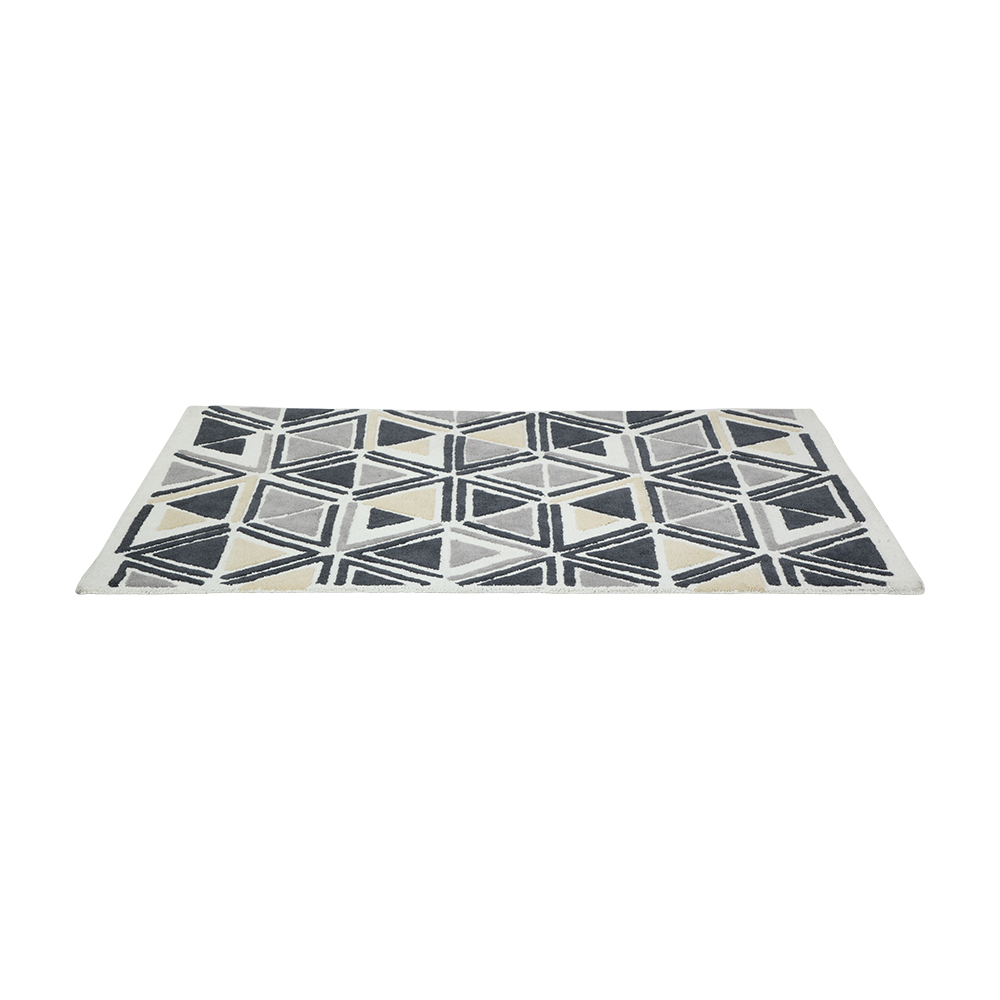 Thảm trải sàn TRAPIC vải cotton mềm mại nền trắng phối họa tiết tam giác xám đen, kích thước 120x180cm  | Index Living Mall - Phân phối độc quyền tại Việt Nam