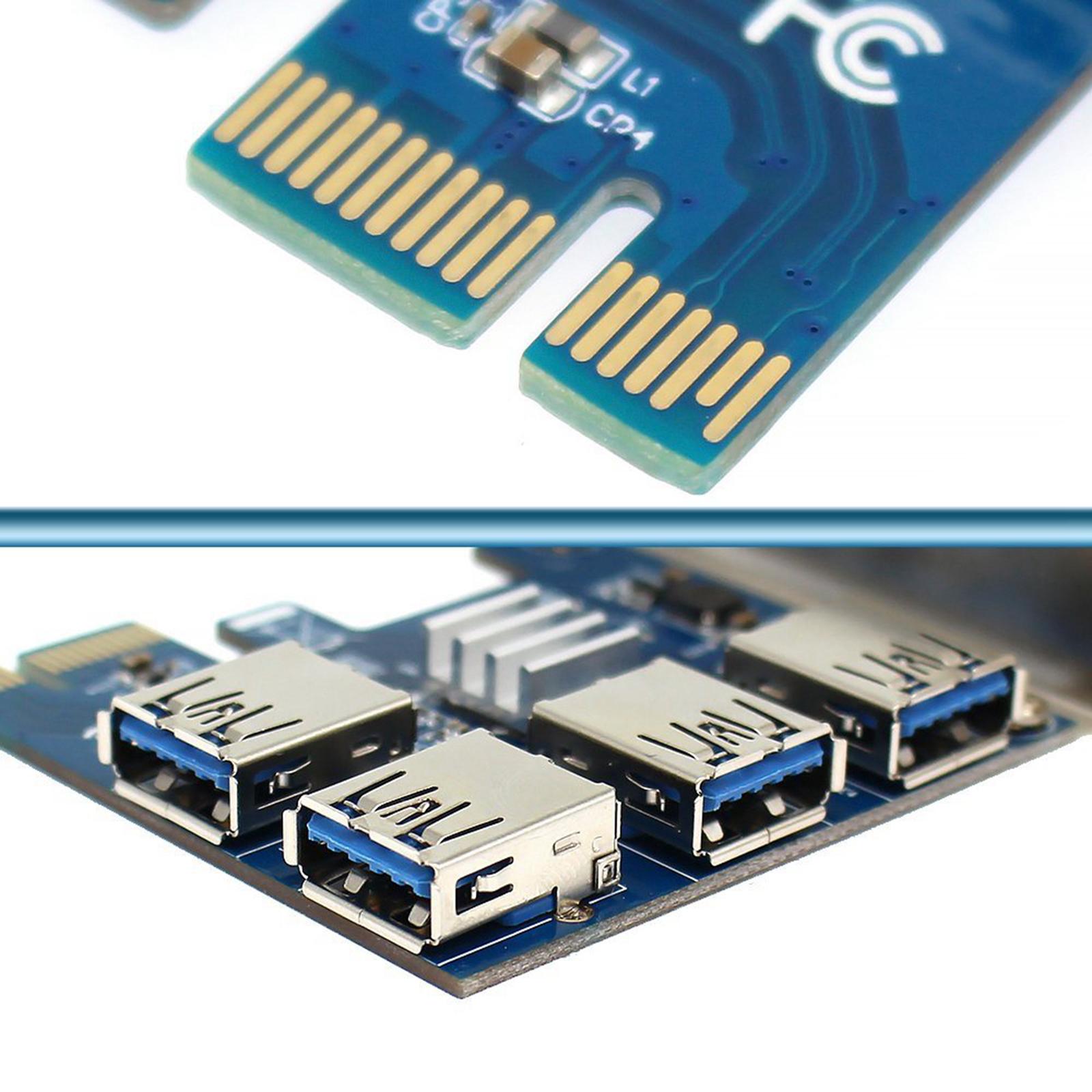 1 to 4 PCI-Express 16X Slots Riser Card PCI-E 1X to External 4 PCI-e USB 3.0 Adapter