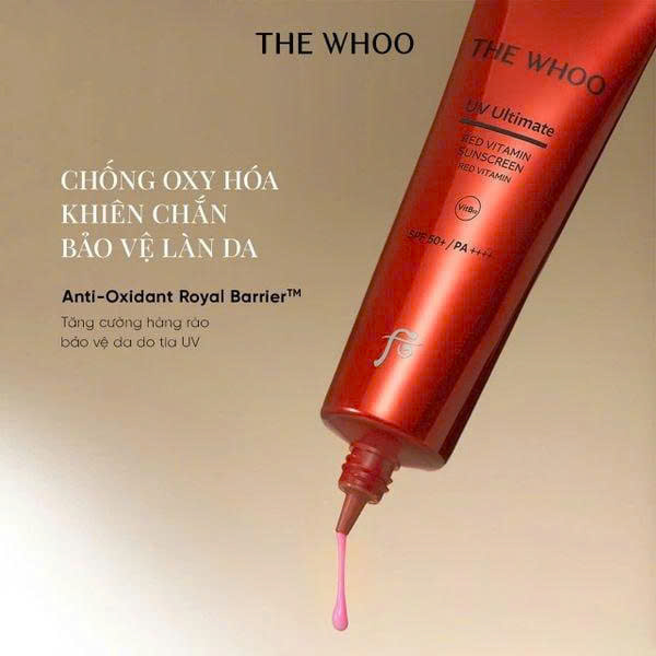 Bộ Tinh Chất Chống Nắng Chống Lão Hóa Làm Dịu Da The Whoo UV Ultimate Red Vitamin Suncreen SPF 50+/PA++++ 50ml Special Set