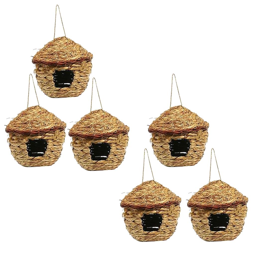 6 x Sáng Tạo Dệt Tay Ống Hút Sân Chim Treo Tổ Chim Yến Bãi Cỏ Hiên Vật Trang Trí