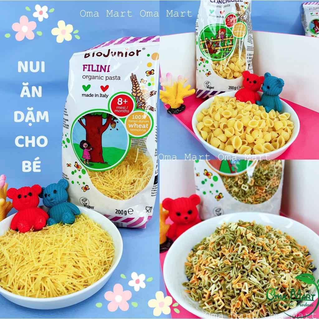 Mì ăn dặm / nui ăn dặm hữu cơ Bio Junior (hình vỏ sò, hình sợi, chữ cái rau củ...)