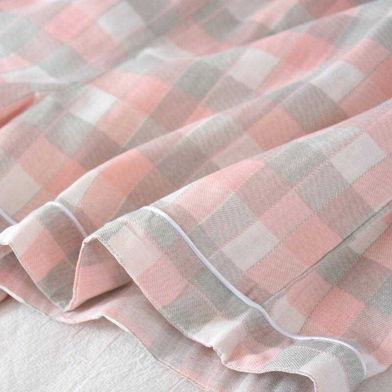 Bộ pyjama nữ mặc nhà, mặc ngủ dáng ngắn chất vải xô mềm mát họa tiết kẻ caro