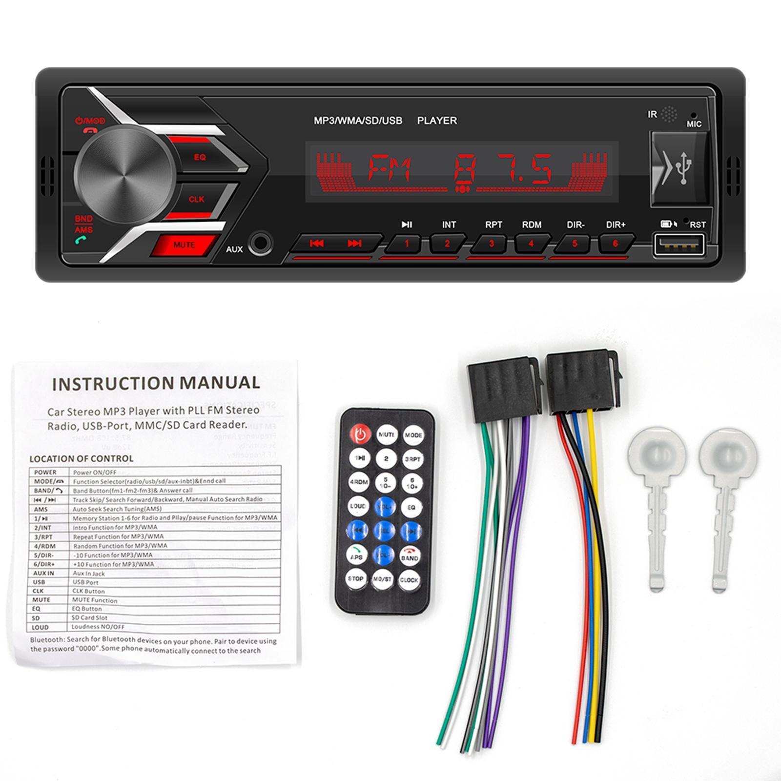 12V Audio Bluetooth Car Stereo Media Receiver Support /FM AUX Input