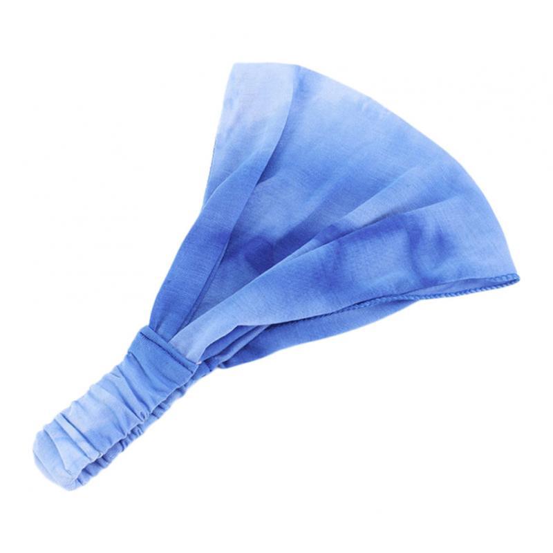 Tie-Dye Headband Stretch Wide Hair Wrap Hair Band Yoga Headwear Yellow