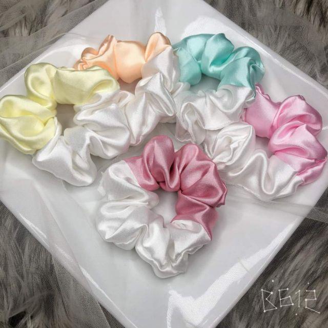 Dây cột tóc Scrunchies phối satin 2 màu ️