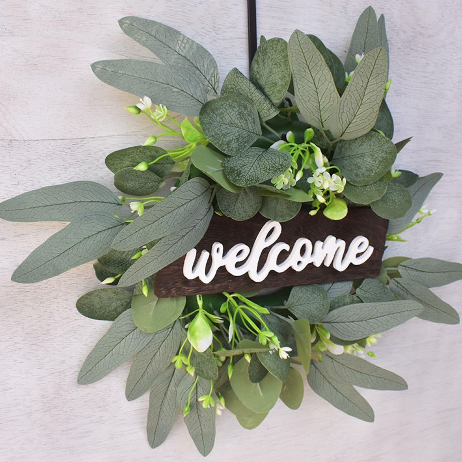 Welcome Sign Wooden Hanging Porch Wreaths for Front Door Decoration for Christmas, Restaurant, Home, Outdoor