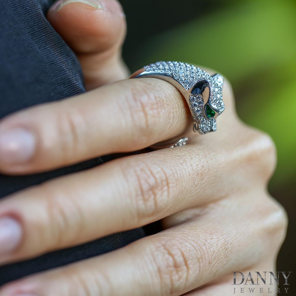Nhẫn Danny Jewelry Bạc Thổ Nhĩ Kỳ Xi Rhodium Đính Đá CZ & Đá Zircon Biểu Tượng Con Báo N0002TNK