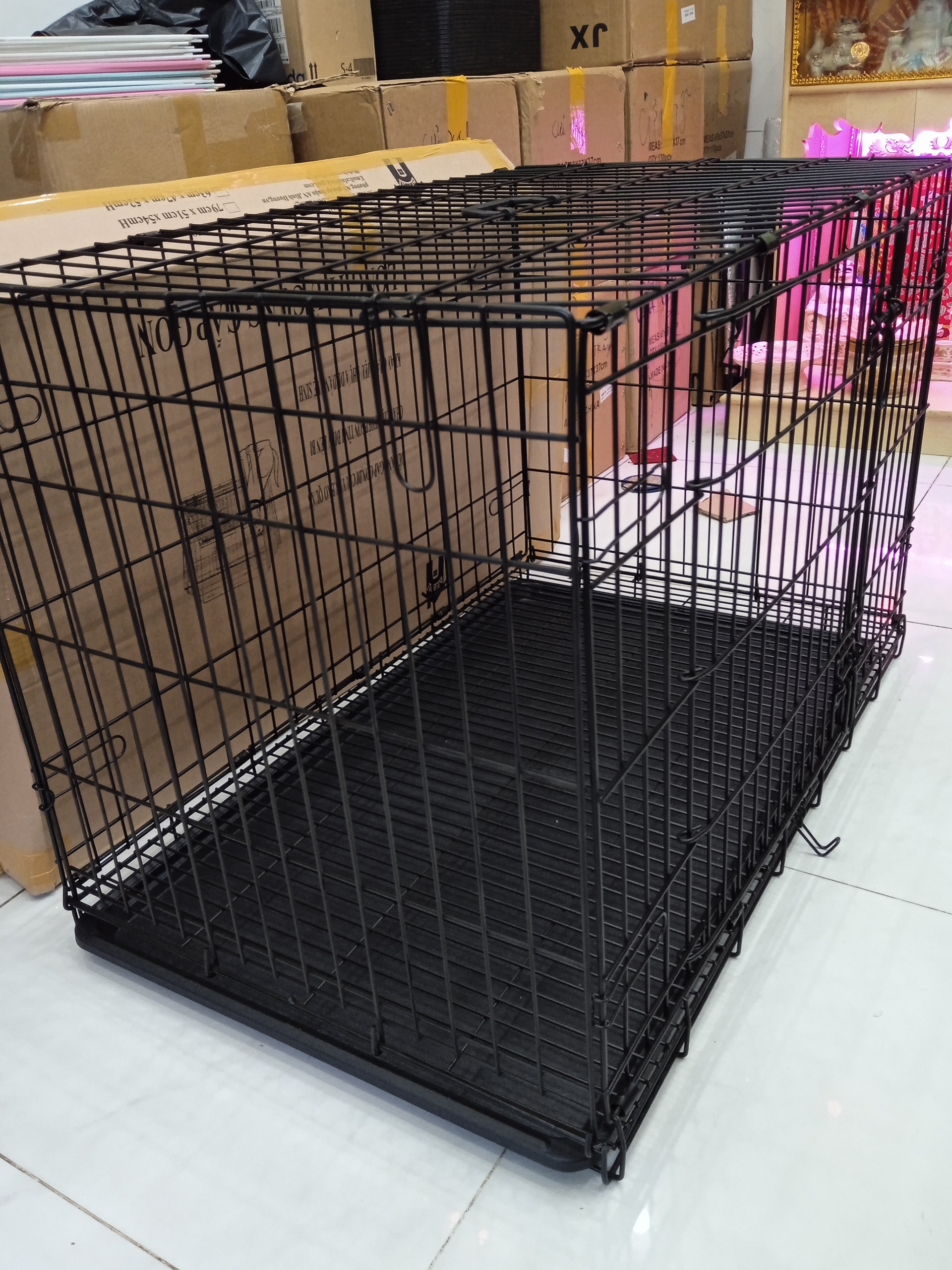 CHUỒNG CHÓ SIZE LỚN NAN SIÊU DÀY 90X60X65CM GẤP GỌN TIỆN LỢI DÀNH CHO PET LỚN