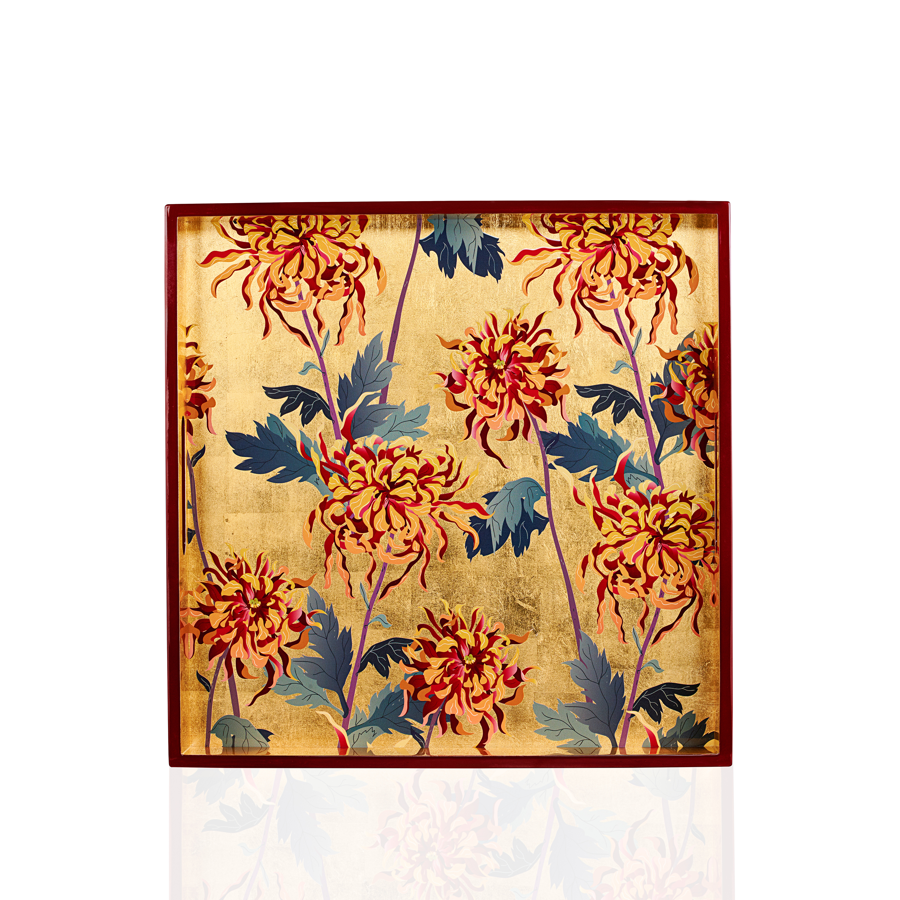 KHAY SƠN MÀI - Họa tiết hoa cúc 40x40cm