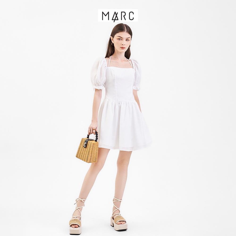 Đầm nữ MARC mini tay phồng tùng xoè cổ cột dây TRNH063122