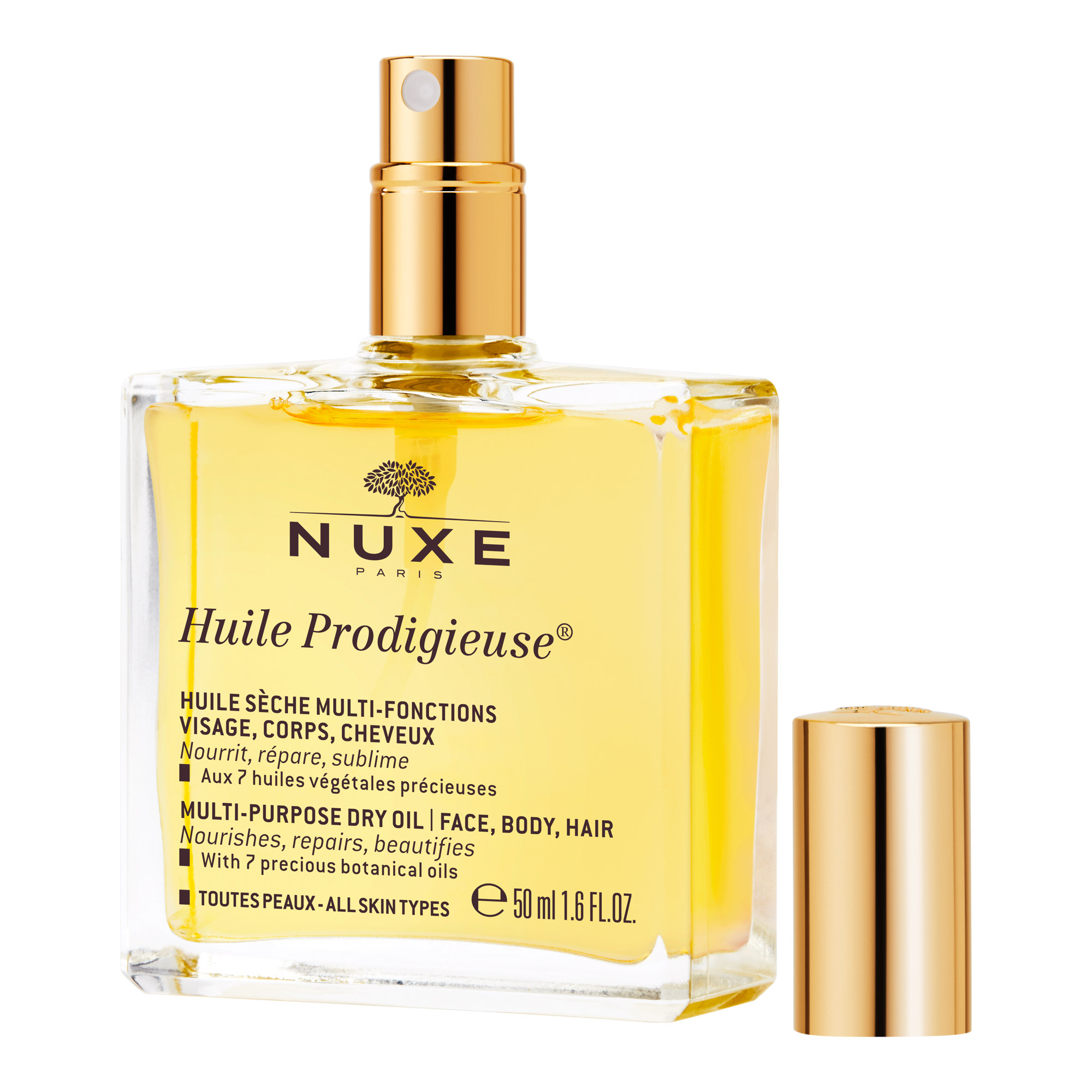 Dầu khô đa năng NUXE Huile Prodigieuse Dưỡng Ẩm Cho Mặt, Tóc và Body (50ml) - Tặng Móc Khóa