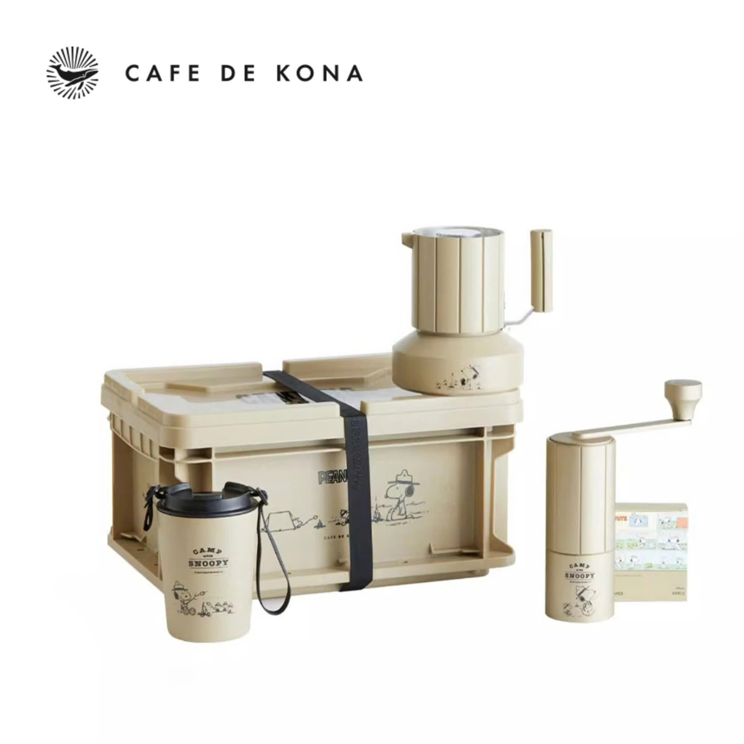Bộ combo camping pha cà phê moka SNOOPY dã ngoại phượt có thùng Cafede Kona