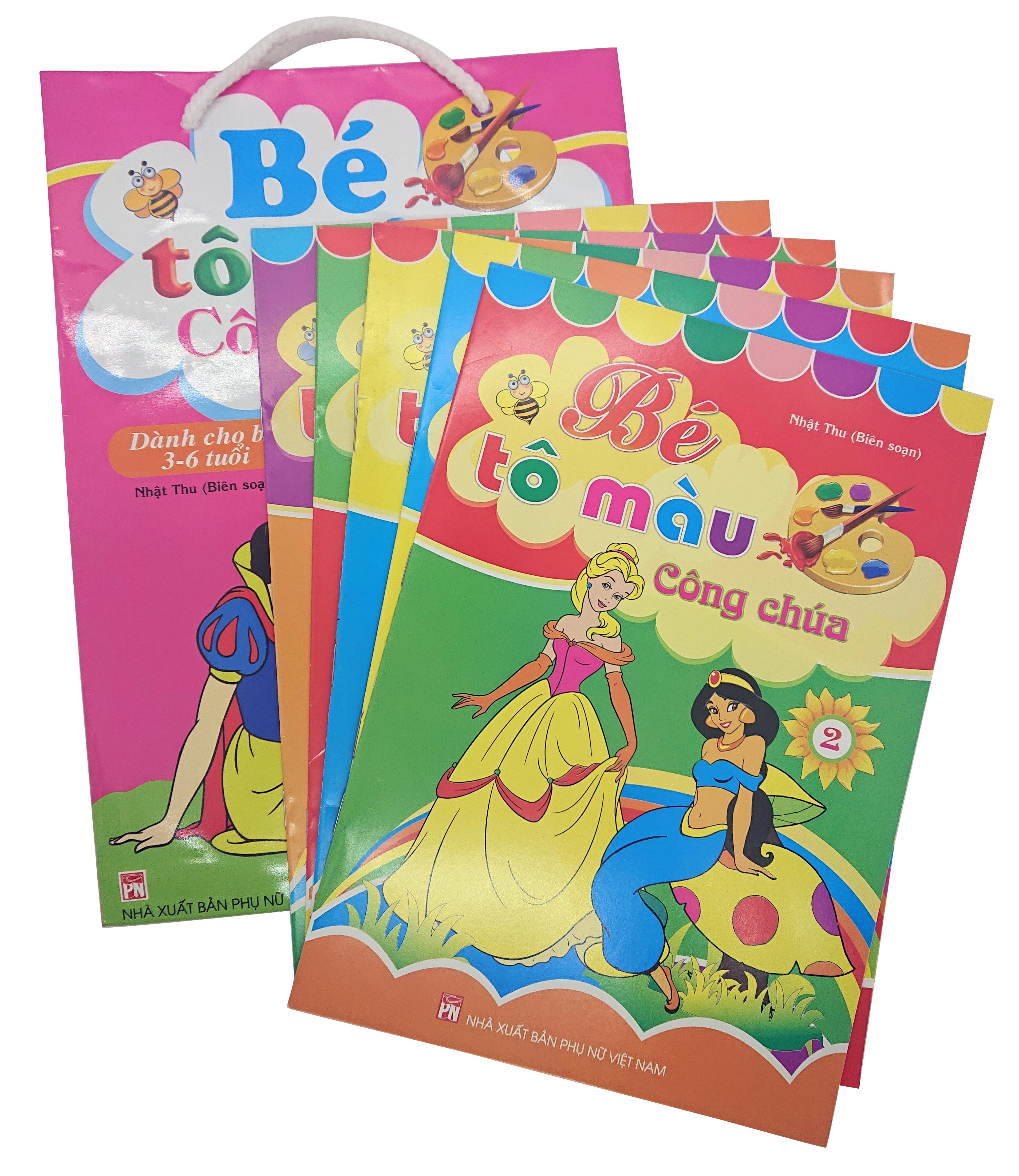 Combo 5 cuốn Bé Tô Màu Công Chúa ( Dành cho bé từ 3 đến 6 tuổi). Đựng trong 1 chiếc túi xinh xắn đáng yêu!