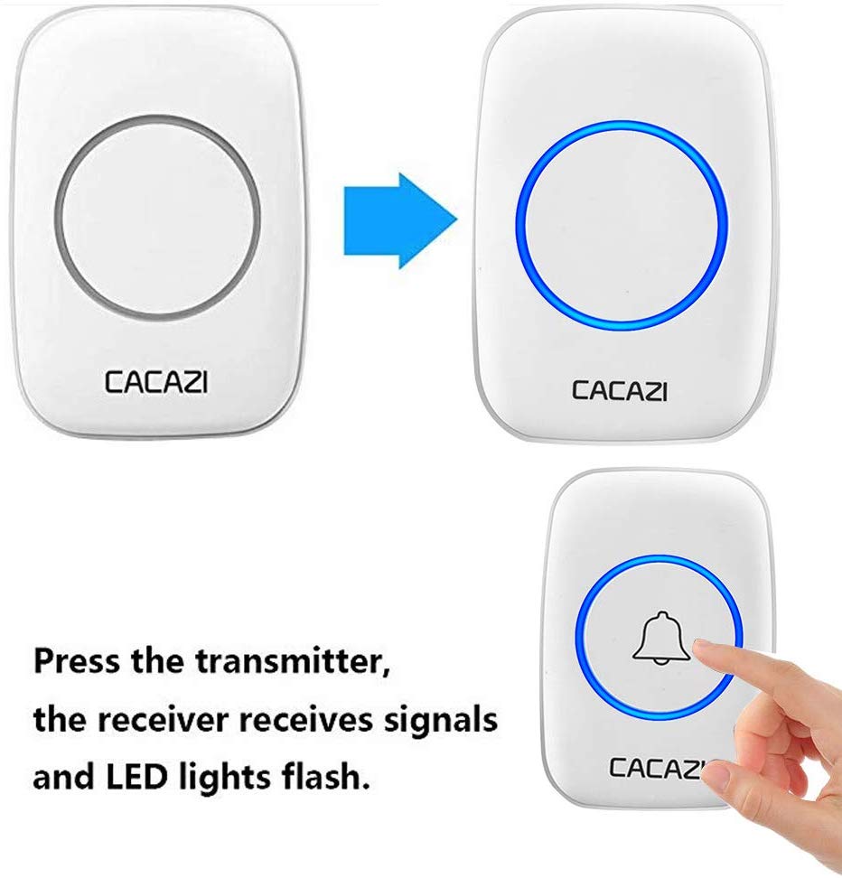 Chuông cửa không dây CACAZI khoảng cách sử dụng trong 300M, 3 mức âm lượng, 58 nhạc chuông, đèn flash Led - CA02 