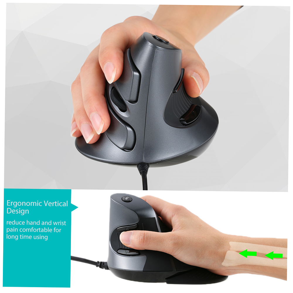 Chuột quang dọc Delux USB có dây Ergonomic có thể điều chỉnh 1600 DPI Các nút 5D với phần tựa tay có thể tháo rời