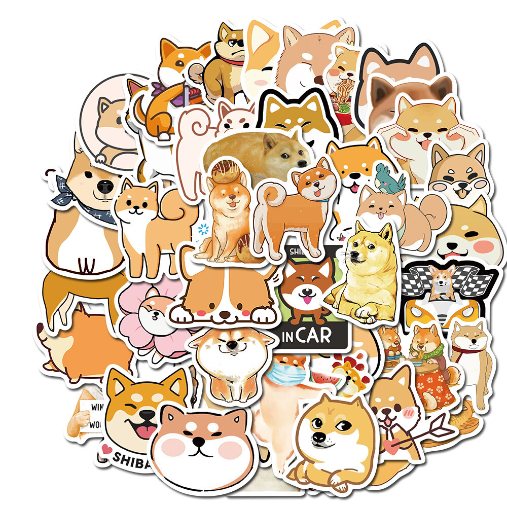 Sticker chó shiba inu decal dán laptop , điện thoại hình dán trang trí