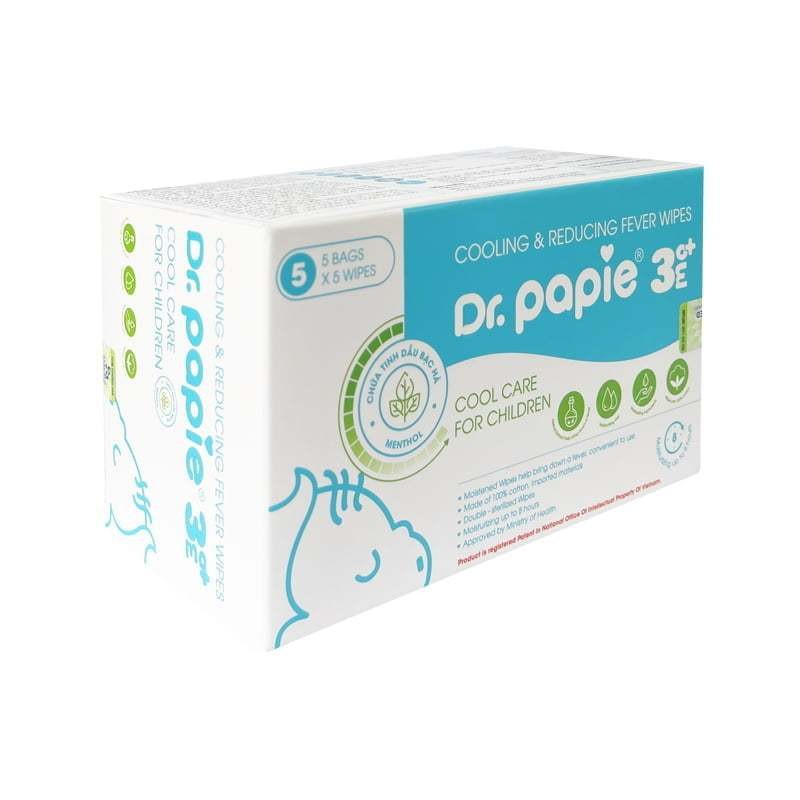 Khăn hạ sốt cho bé sơ sinh Dr.Papie Việt Nam 3+ (25 khăn/hộp)