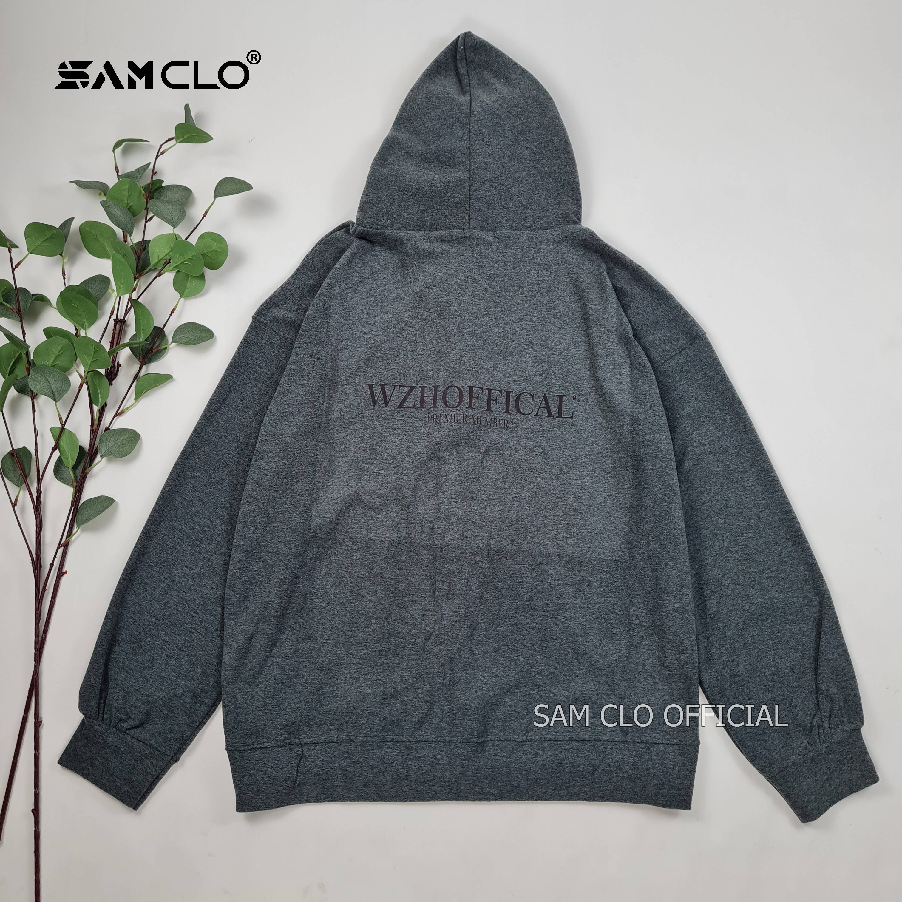 ÁO KHOÁC NỈ SAM CLO nữ freesize hoodie có khóa kéo tay dài thu đông dáng unisex LOGO TRẮNG ROSTIRY CHND