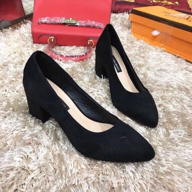 Giày cao gót 5cm đế vuông da nhung