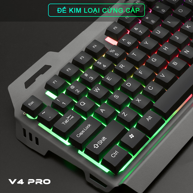 Bàn phím chơi game máy tính SIDOTECH V5 Pro Gaming chuyên nghiệp có LED cầu vồng xuyên phím, keycap 2 lớp chống mờ, gõ tốc độ cao, thiết kế khe đỡ điện thoại, chống nước chuyên dụng cho game thủ chuyên nghiệp - Hàng chính hãng