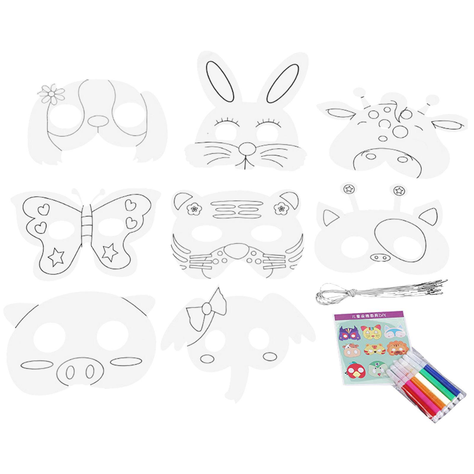 Adorable DIY White Card Unpainted   for Girls and Boys Easily Install Accessories with 8 Different Pattern Adjustable