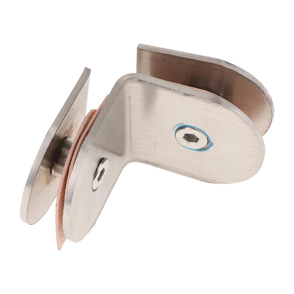 2pcs Stainless Steel Shower Glass Door Panel Fixed Clips  90 Degree 2-side