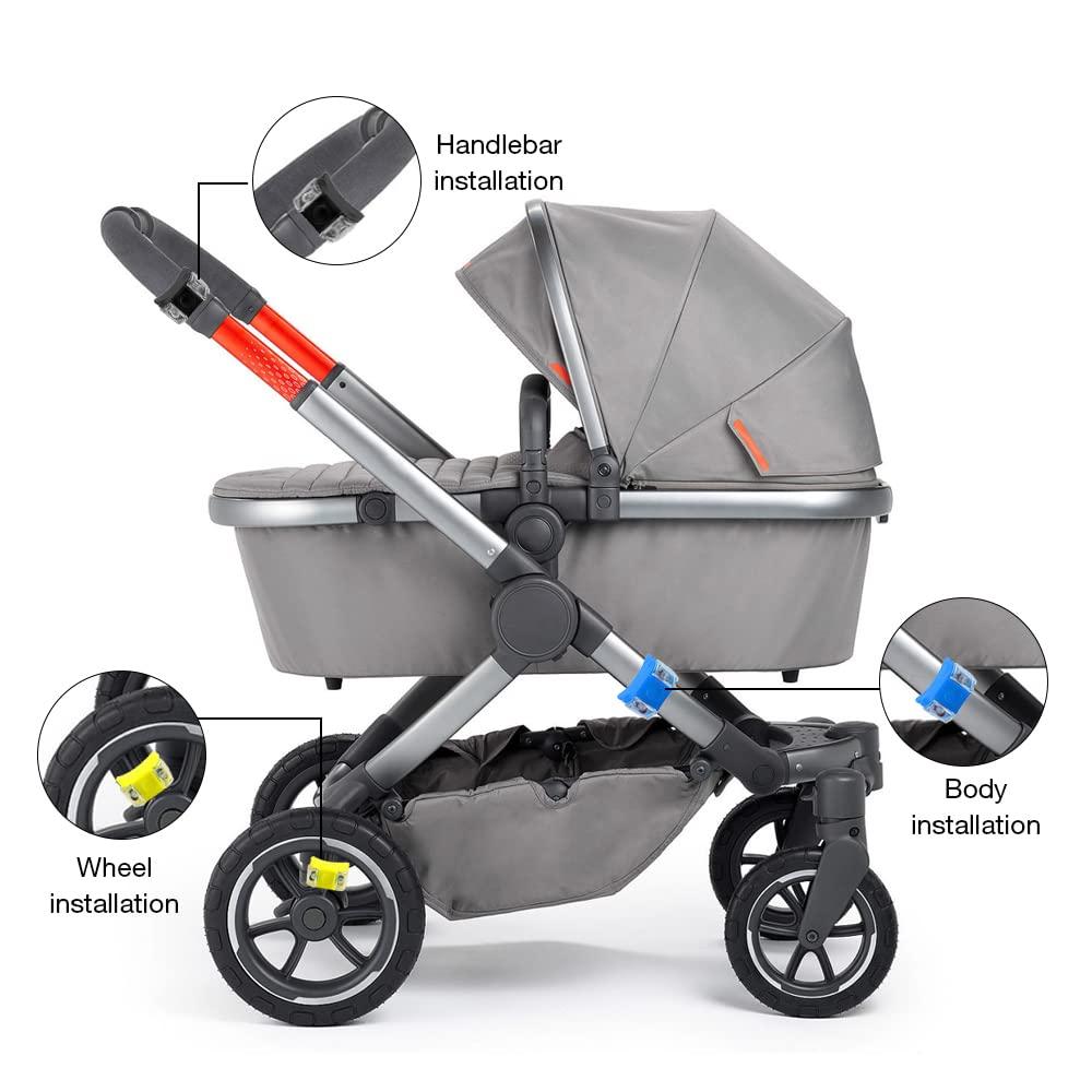 Ánh sáng xe đẩy, 12 mảnh đèn xe đẩy LED, Ếch ngọt silicon nhẹ với ánh sáng đôi, đèn LED không thấm nước với vỏ silicon 3 chức năng ánh sáng cho xe đẩy, xe tay ga