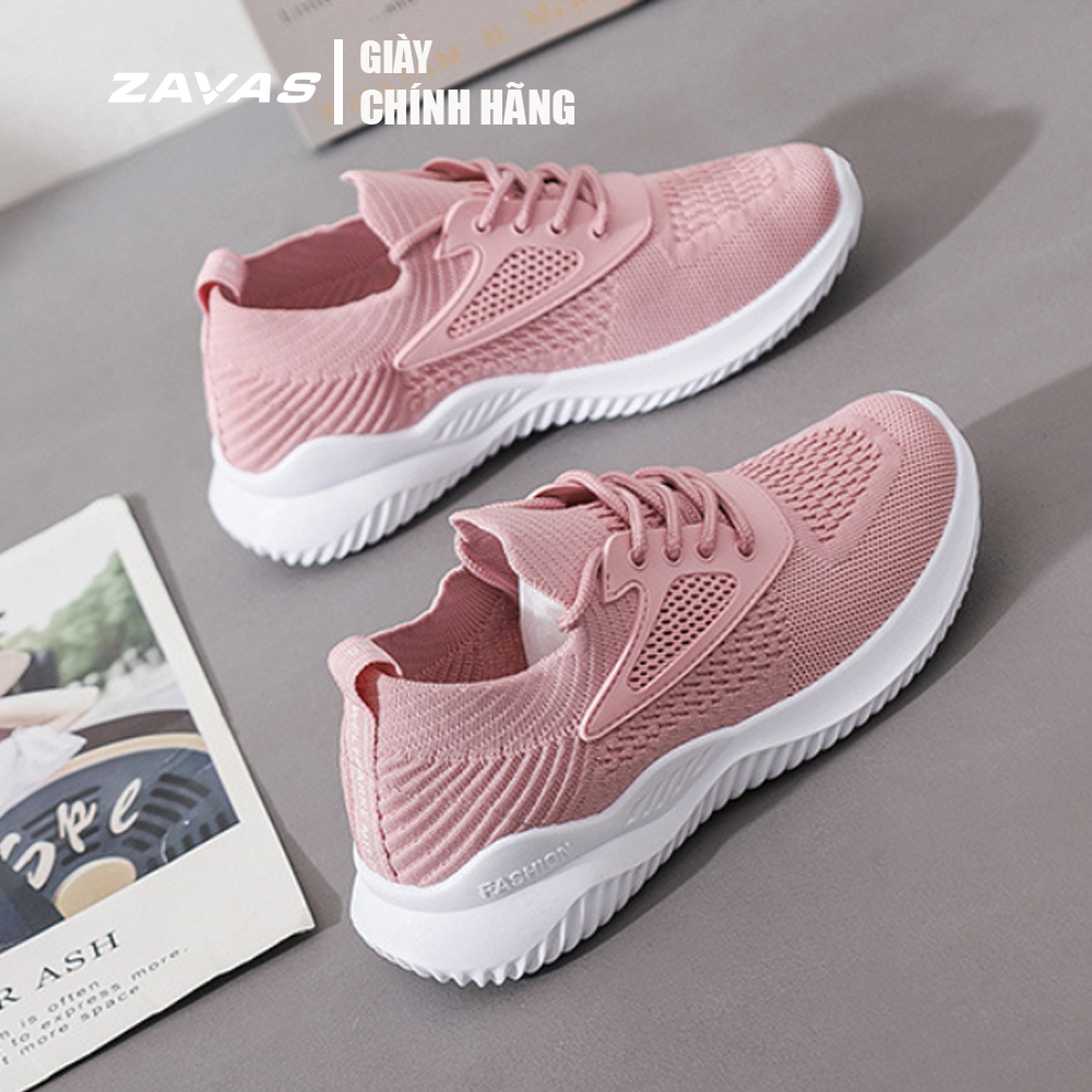 Giày thể thao sneaker nữ màu hồng đế êm nhẹ thoáng khí thương hiệu ZAVAS - S394 - Hàng chính hãng