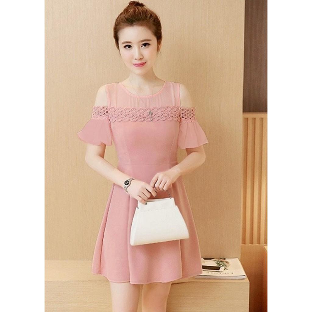 Đầm xòe trễ vai tay lỡ BY4116