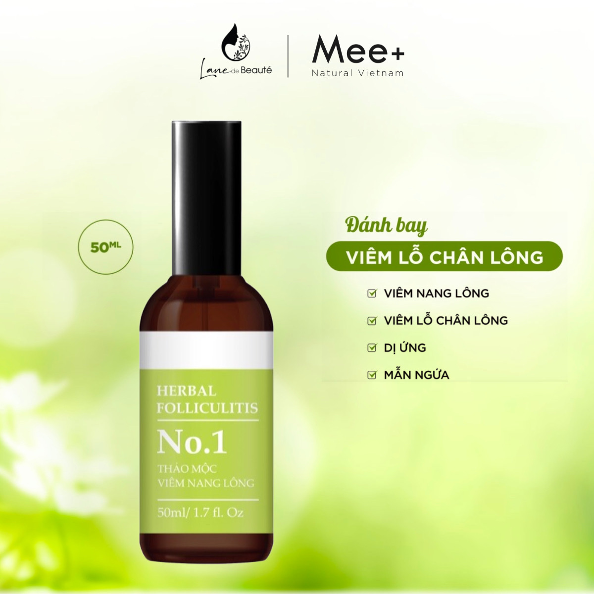 Xịt viêm nang lông, viêm lỗ chân lông - Thảo mộc thiên nhiên MEE NATURAL 50ml