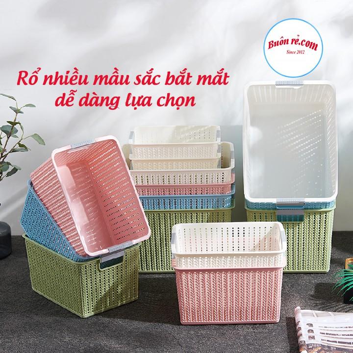 Rổ đan 3 size đa năng nhựa  – Rổ đan mây đựng đồ tiện lợi (MS: 3415-1 – 3415-2 – 3415-3)