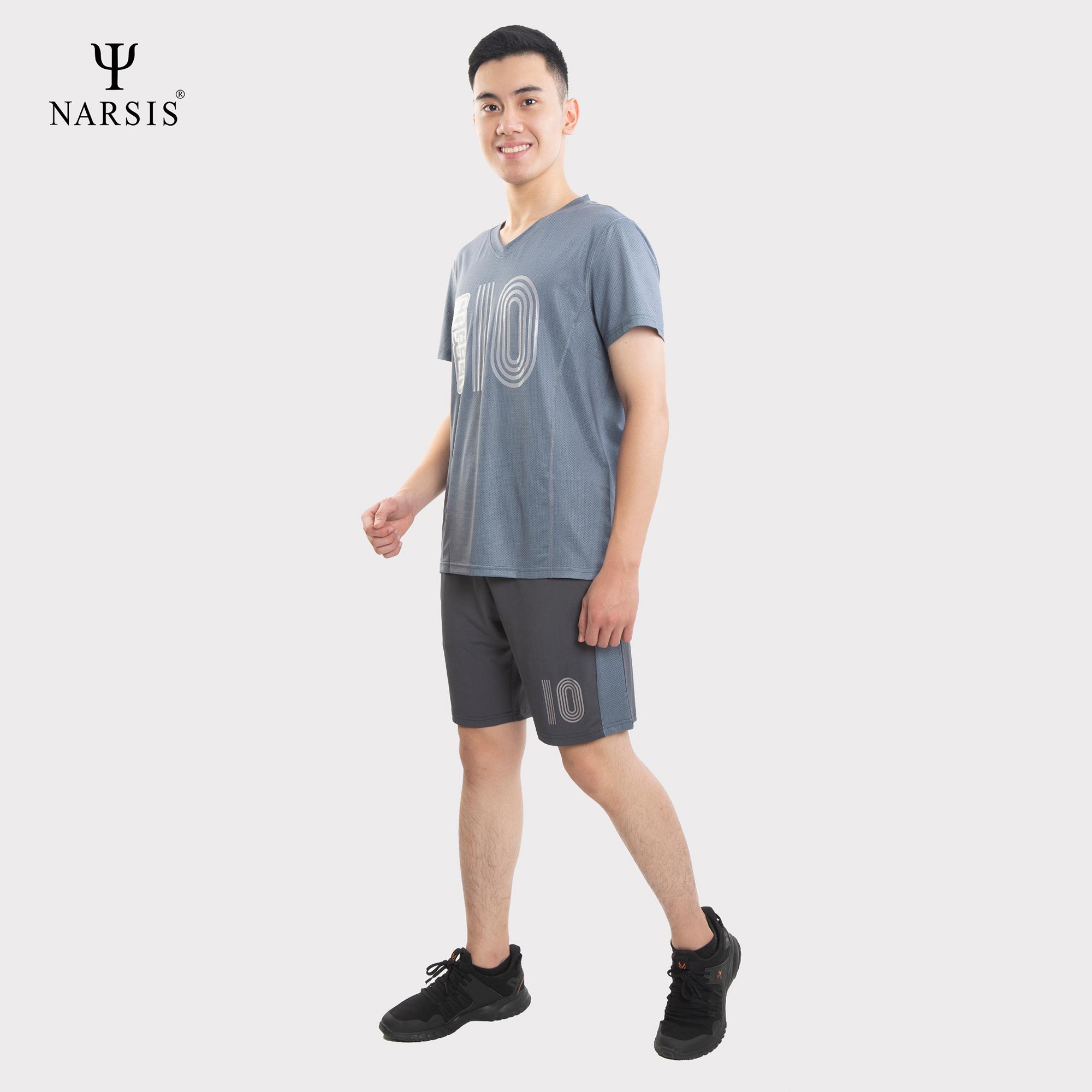Bộ đồ hè nam Narsis E0004 màu ghi đậm vải lỗ