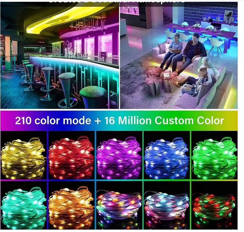 Cuộn led 10m rgb cảm ứng âm thanh giọng nói hiệu ứng nháy đuổi dùng app remote