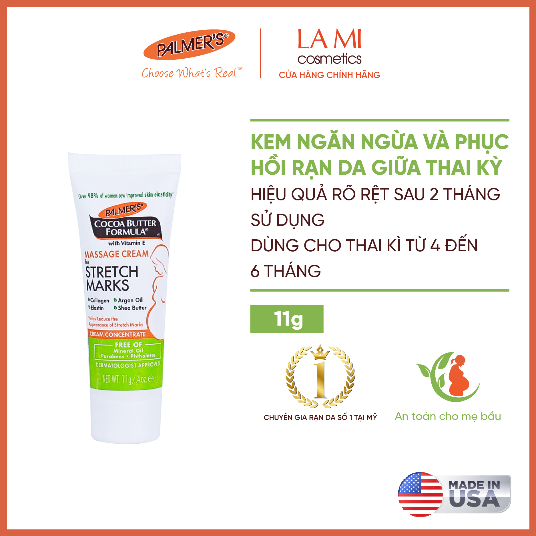 Kem ngăn ngừa và phục hồi rạn da giữa thai kỳ Palmer's 125g