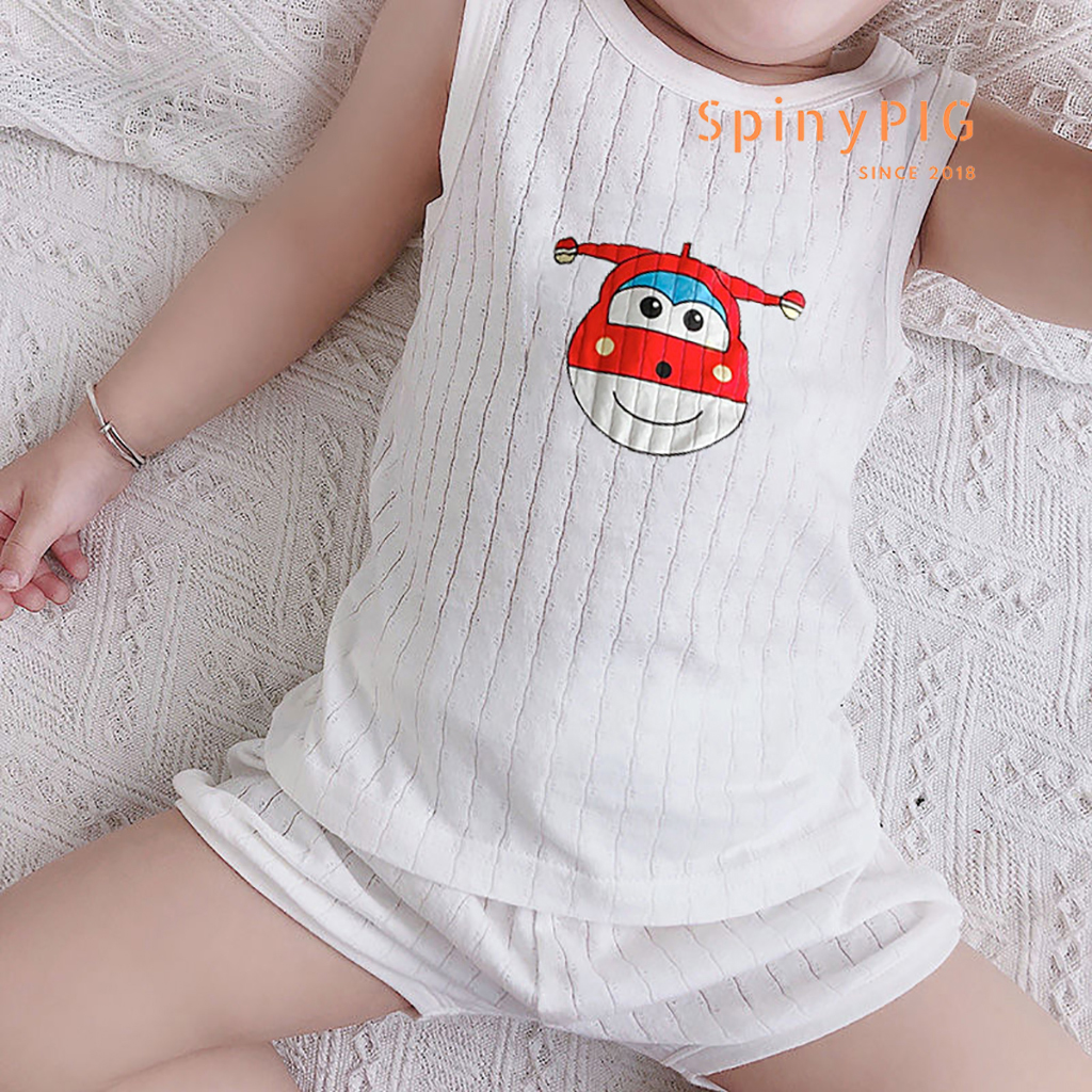 Bộ quần áo ba lỗ mặc ở nhà cho bé 0-4 tuổi 100% cotton thoáng mát