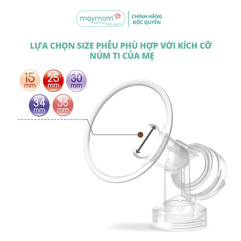 Phễu Hút Sữa Liền Cổ Nối Maymom, Phụ Kiện Thay Thế Máy Vắt Sữa Medela Pump-Sonata-Freestyle-Swing