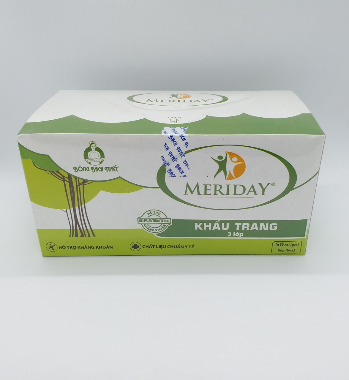 KHẪU TRANG MERIDAY MÀU TRẮNG BÔNG BẠCH TUYẾT (50 CÁI/HỘP)