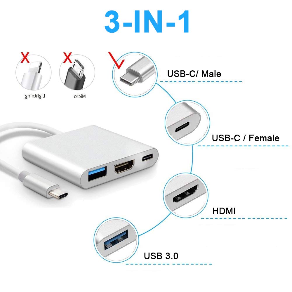 Cáp Chuyển Đổi Type-C Sang USB 3.0 HDMI Adapter Cao Cấp AZONE