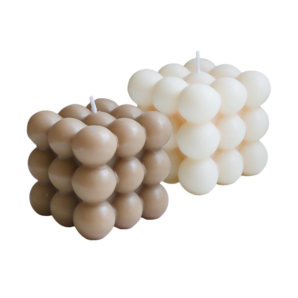 2/3x Cube Candle Soy Wax Small Living Room Decor Dessert Candle Photo Props