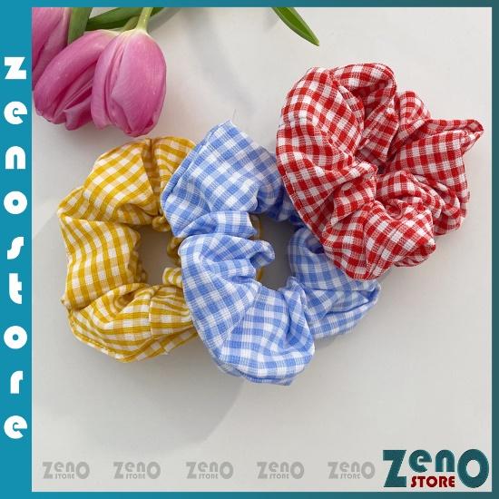 COMBO 5 Dây chun scrunchies buộc tóc kẻ caro nhiều màu PT26