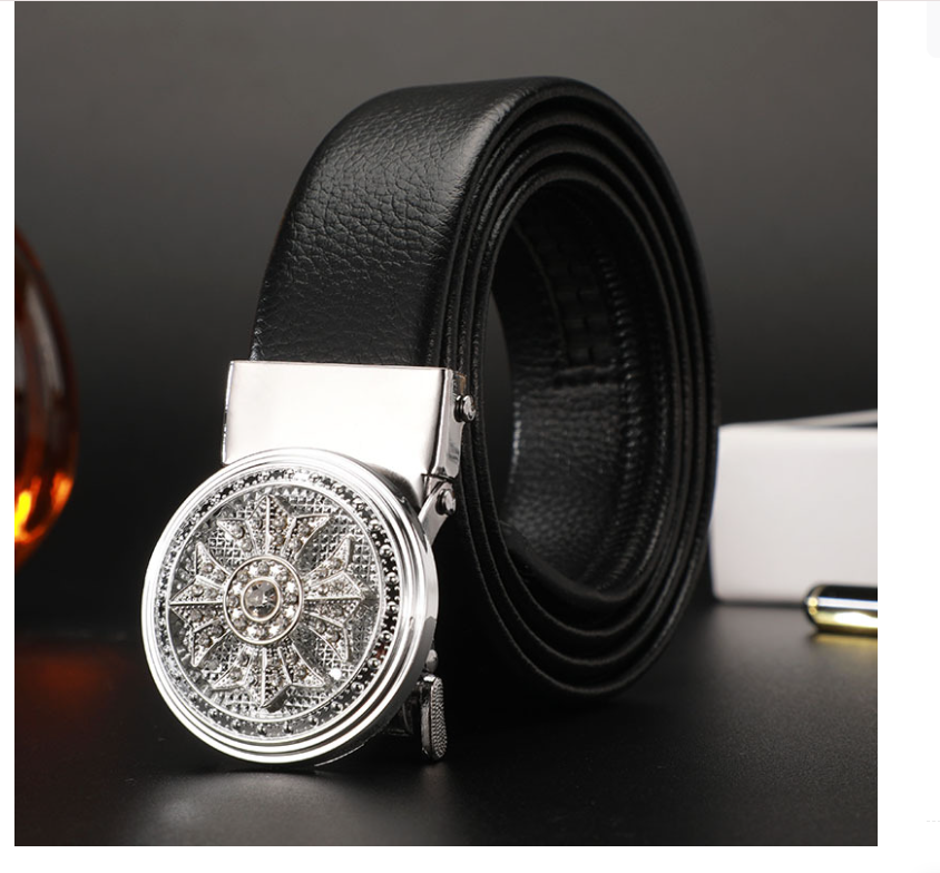 Thắt lưng da nam mặt khóa tự động và khóa xoay hợp kim cao cấp phong cách hàn quốc