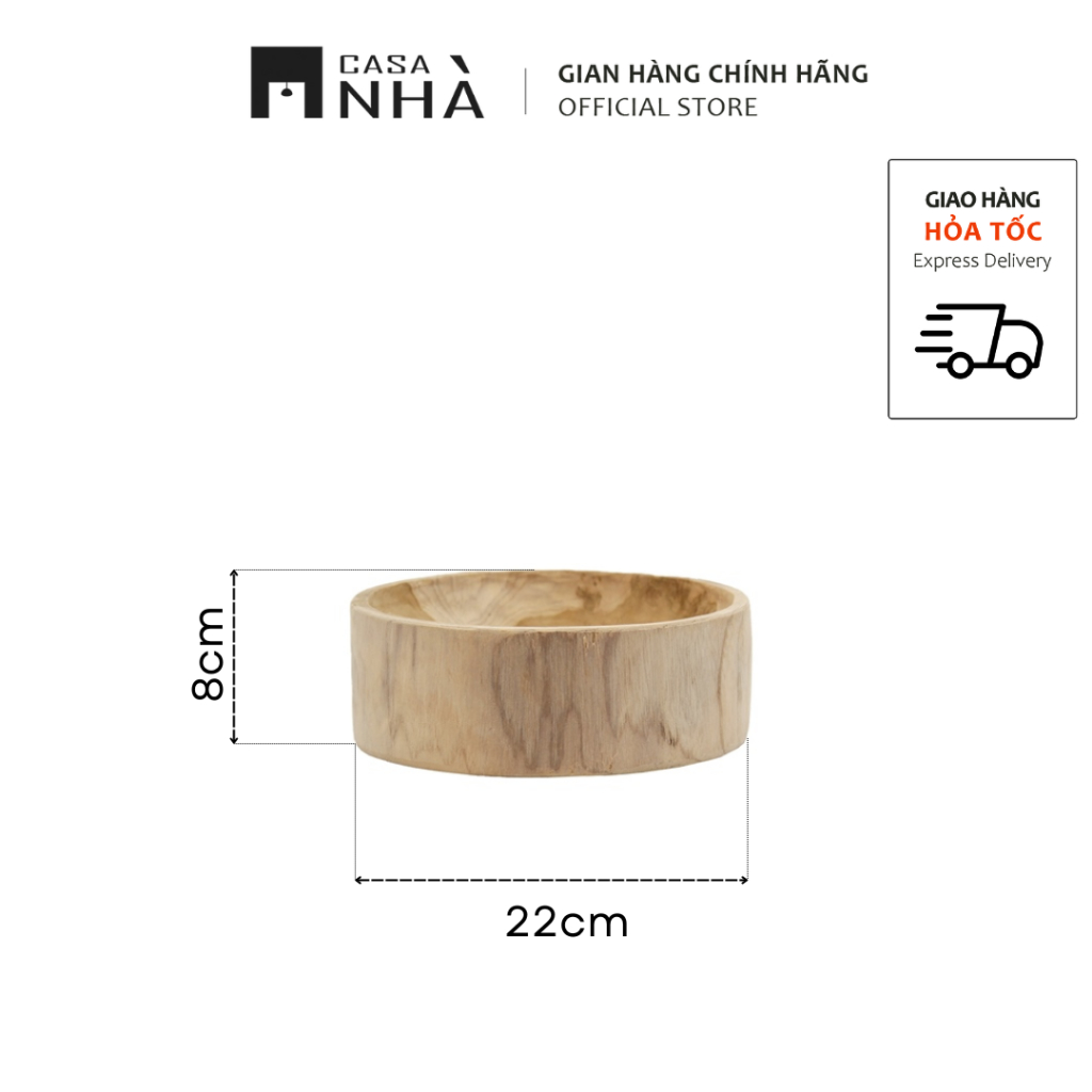 Tô gỗ trang trí nguyên khối tự nhiên từ gỗ Teak - Tô gỗ decor đựng trái cây, đồ ăn khô, tô trang trí ILANA