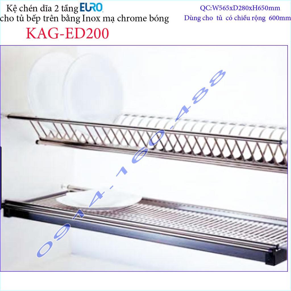 Kệ chén dĩa âm tủ KAG-ED200 - 56.5cm, Kệ chén bát chữ V 2 tầng Euro 56.5cm có khay hứng nước thiết kế đẹp tiện dụng